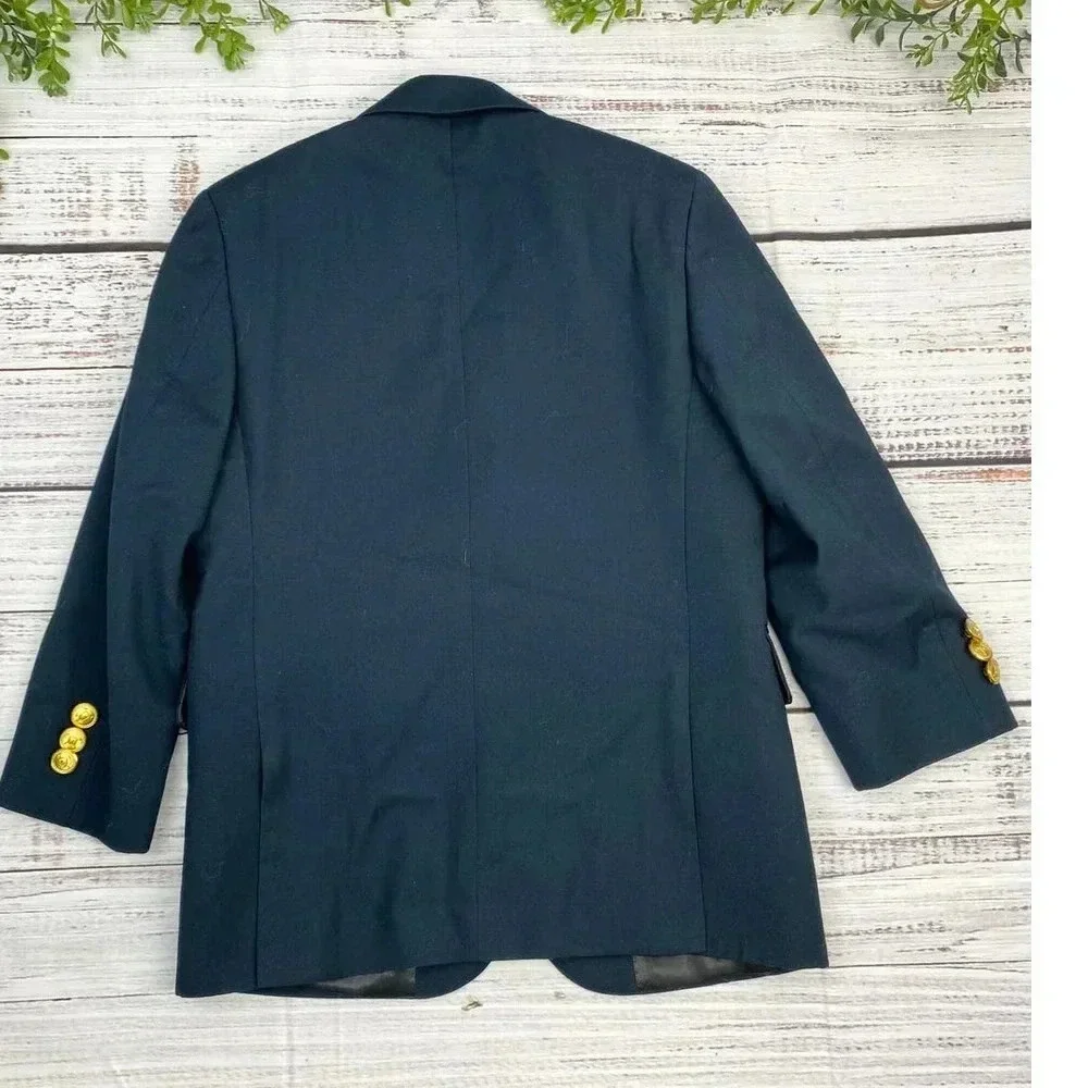 RALPH LAUREN Boys Navy BuTrim Front Blazer Suit Jacket 7 - Picture 8 of 8
